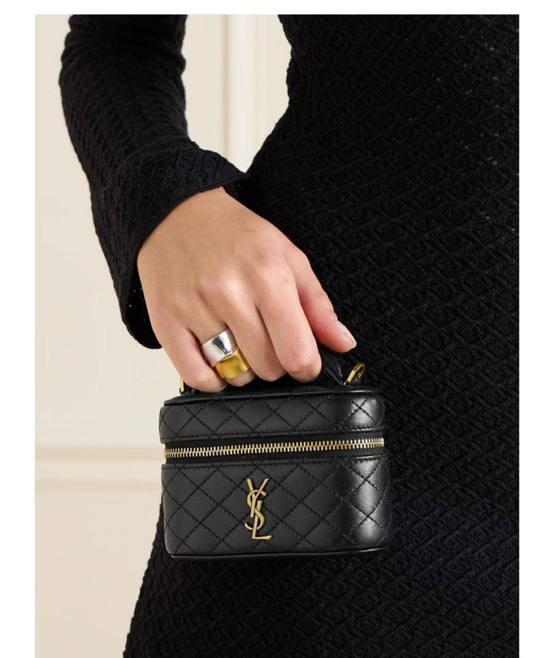 SAINT LAURENT Черная кожаная сумка через плечо, фото 3