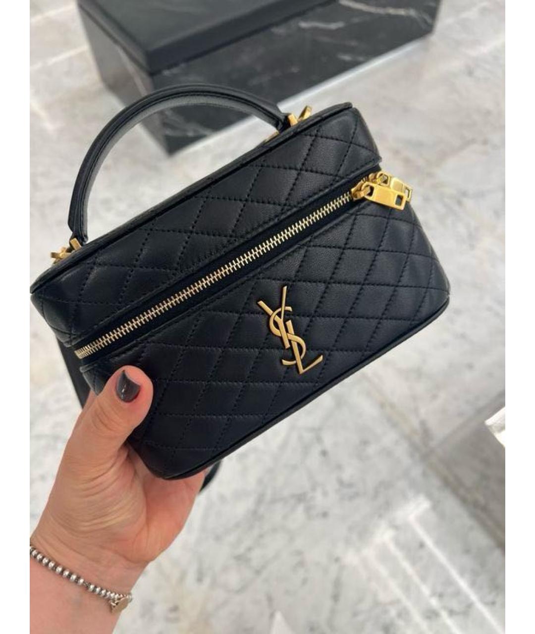 SAINT LAURENT Черная кожаная сумка через плечо, фото 2
