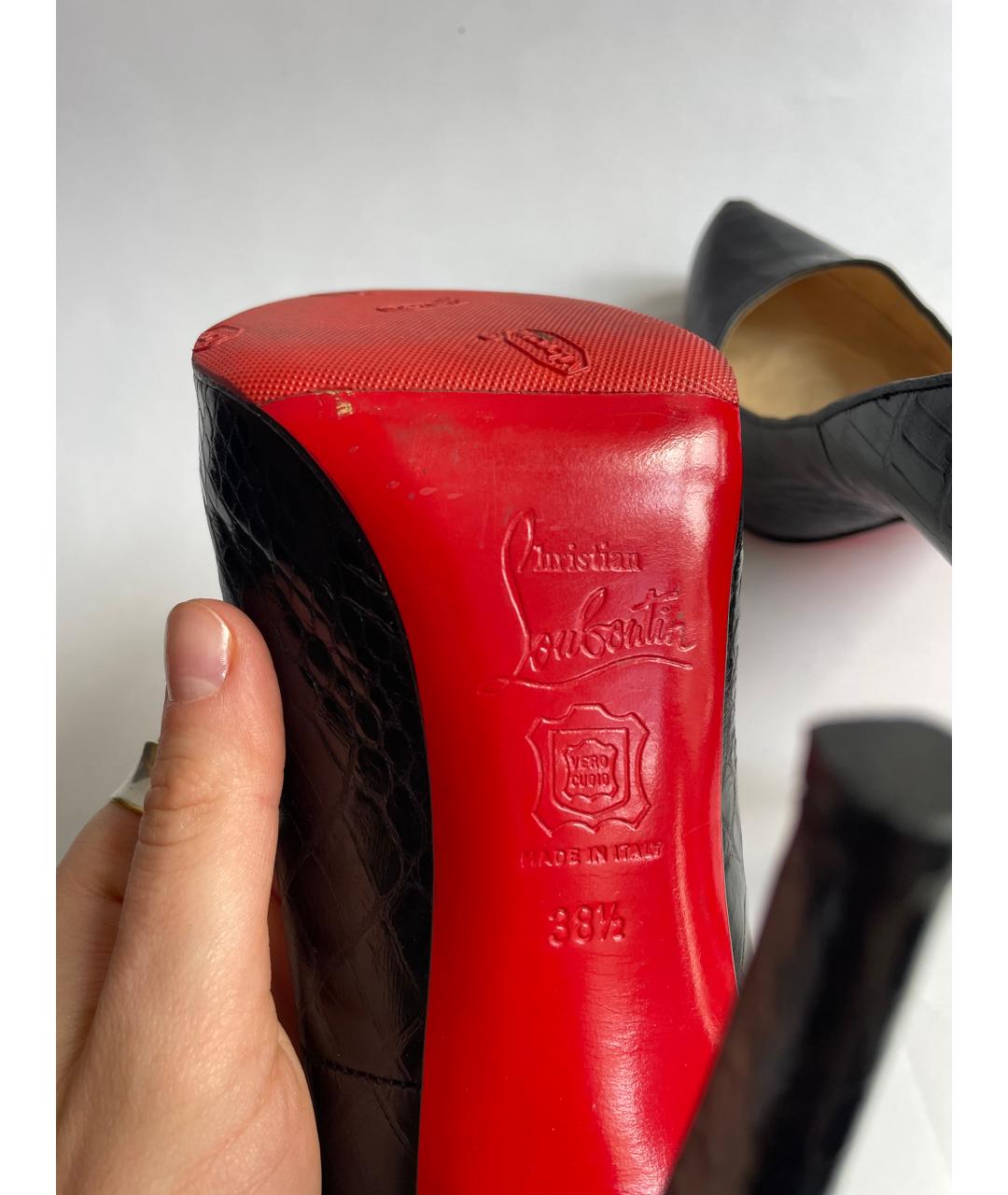 CHRISTIAN LOUBOUTIN Черные кожаные туфли, фото 7