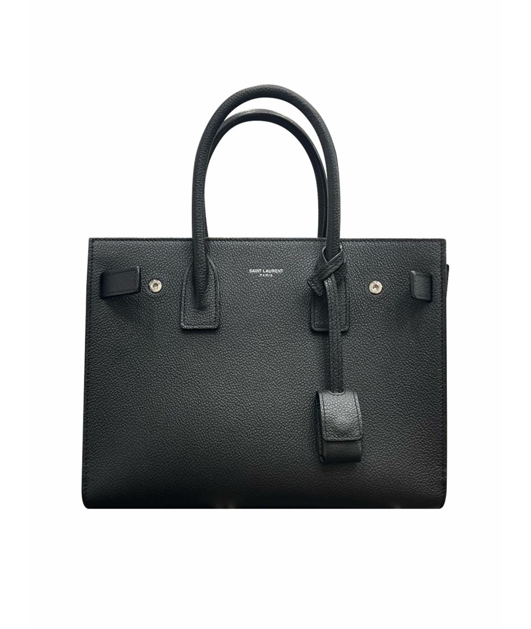 SAINT LAURENT Черная кожаная сумка с короткими ручками, фото 1
