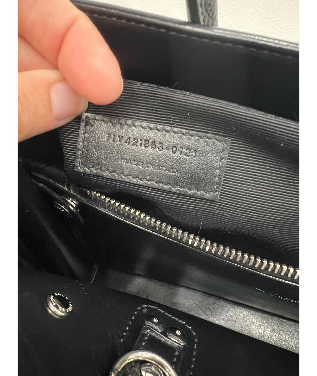 SAINT LAURENT Черная кожаная сумка с короткими ручками, фото 6