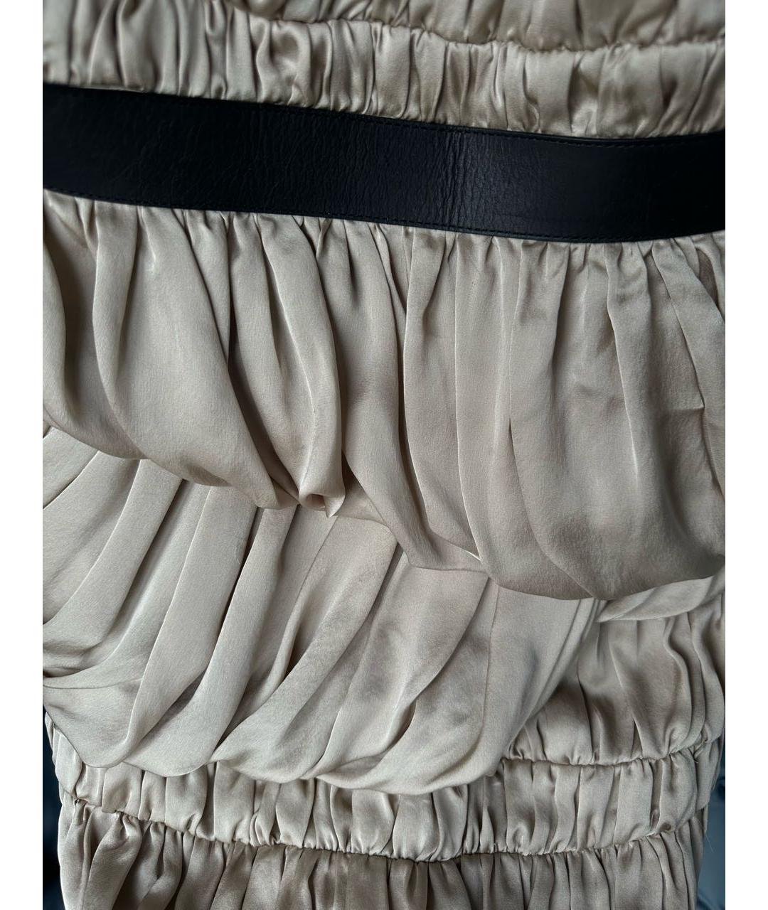 BURBERRY Бежевое шелковое коктейльное платье, фото 5