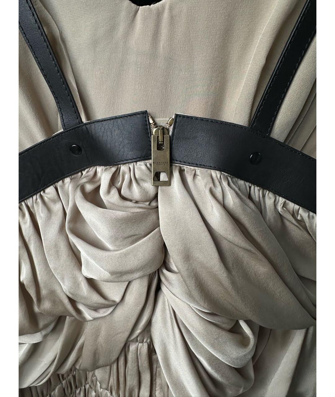 BURBERRY Бежевое шелковое коктейльное платье, фото 3
