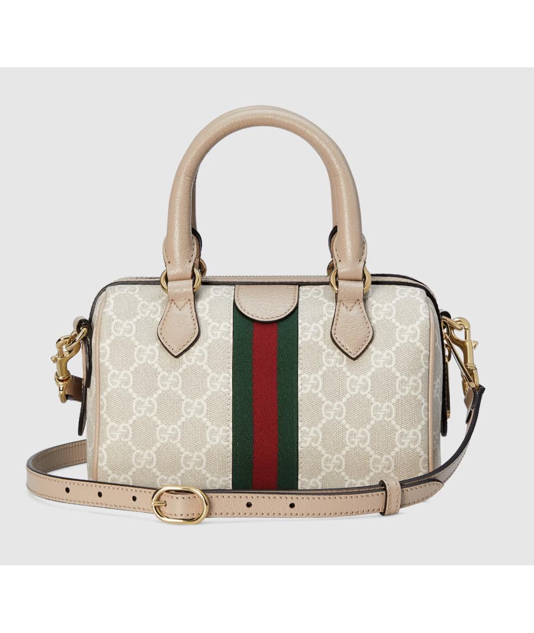 GUCCI Бежевая кожаная сумка с короткими ручками, фото 4