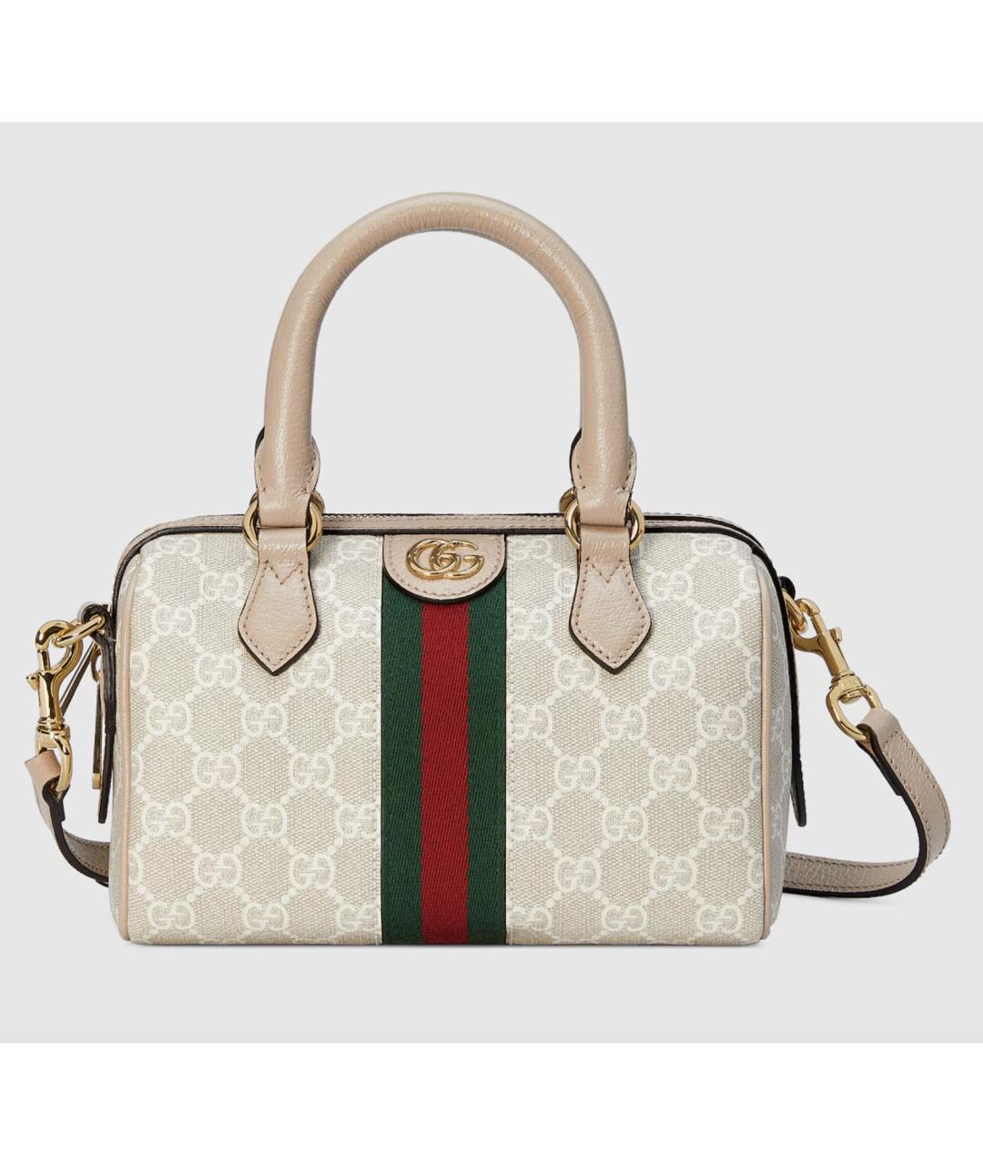 GUCCI Бежевая кожаная сумка с короткими ручками, фото 5