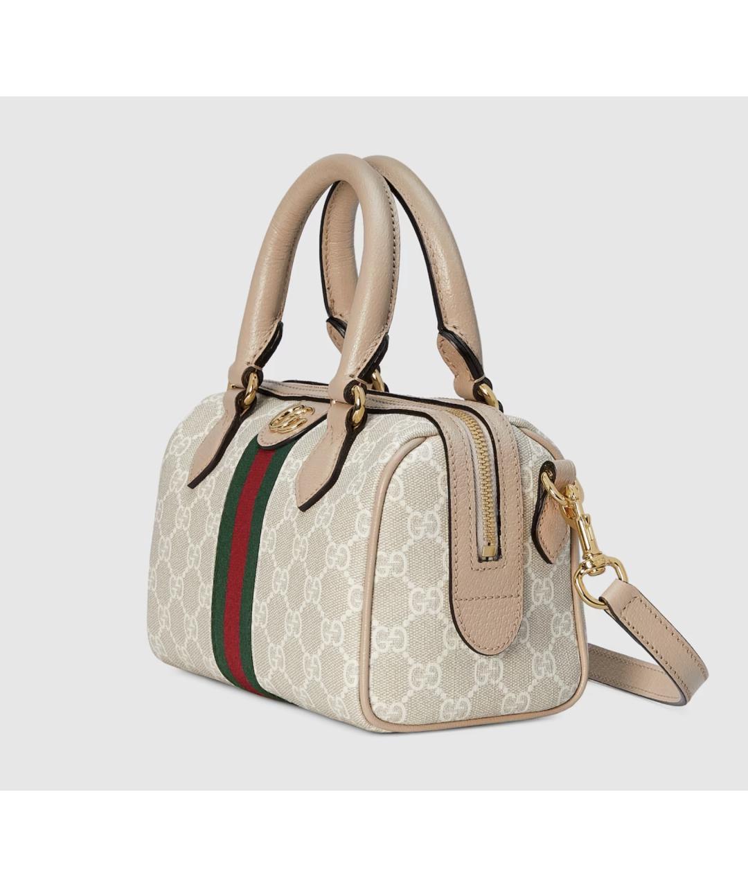 GUCCI Бежевая кожаная сумка с короткими ручками, фото 3