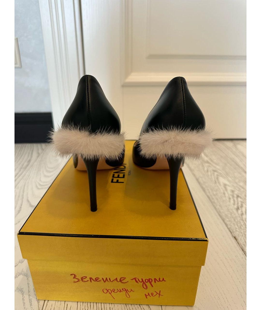 FENDI Зеленые кожаные туфли, фото 4