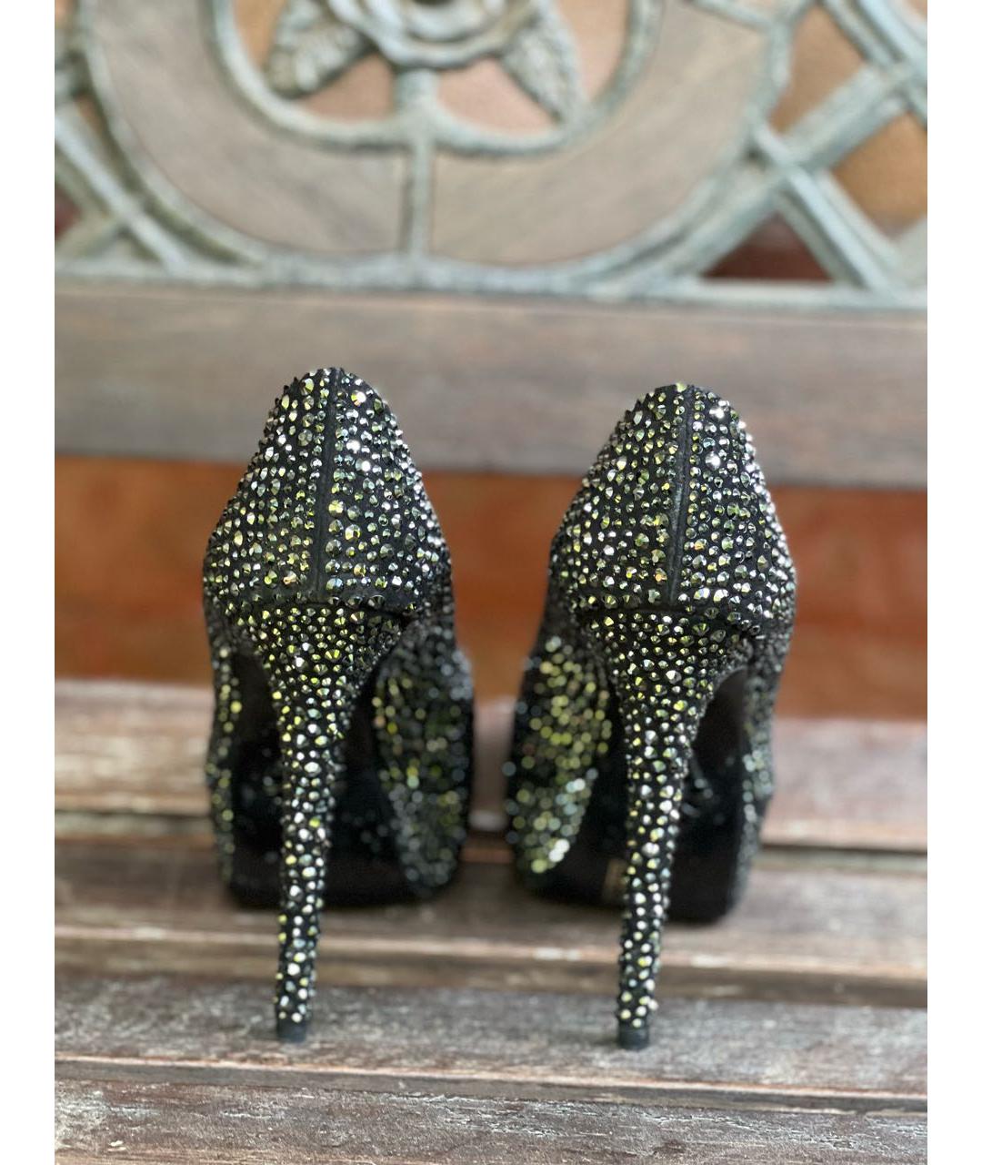 PHILIPP PLEIN Черные кожаные босоножки, фото 3