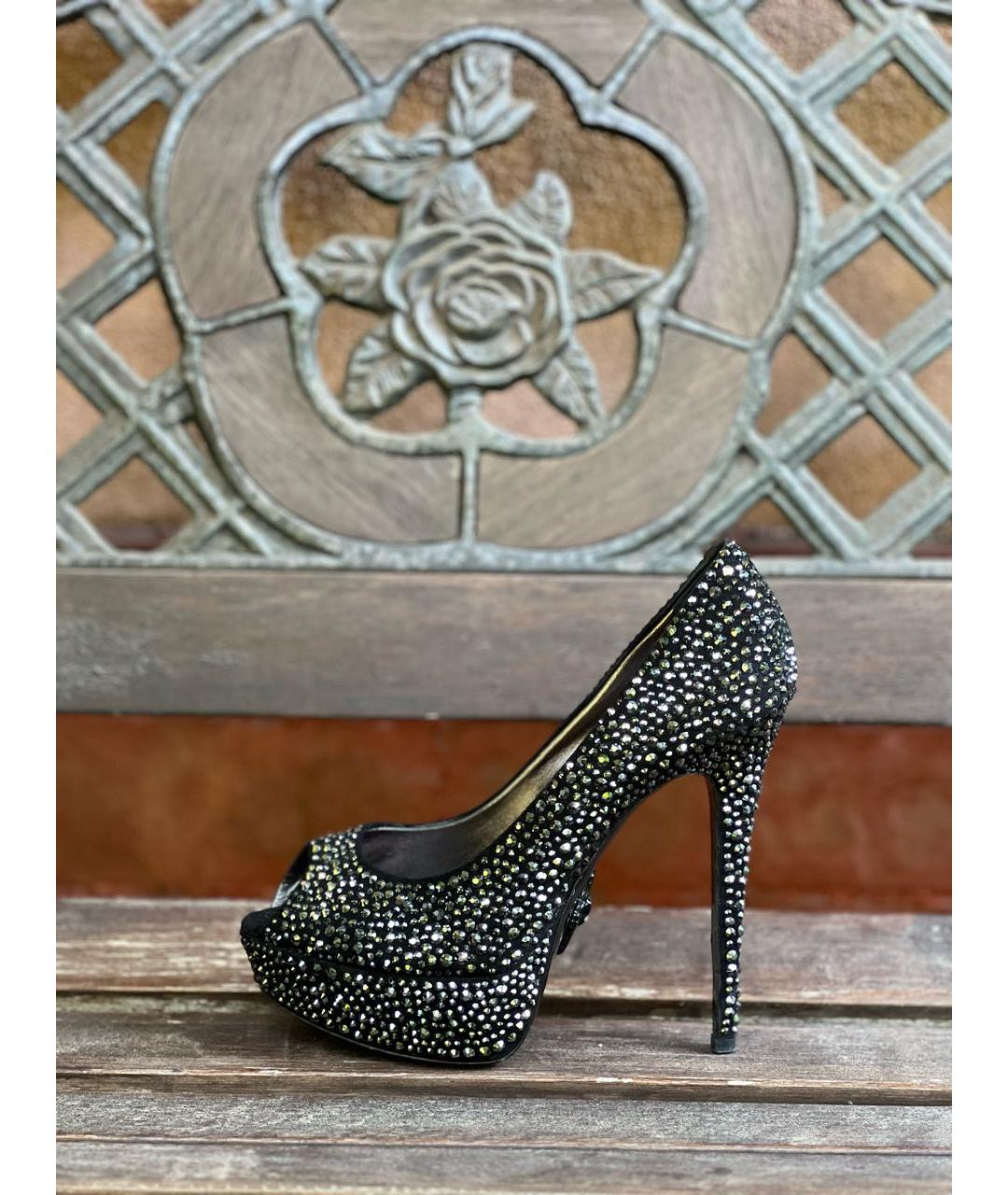 PHILIPP PLEIN Черные кожаные босоножки, фото 8