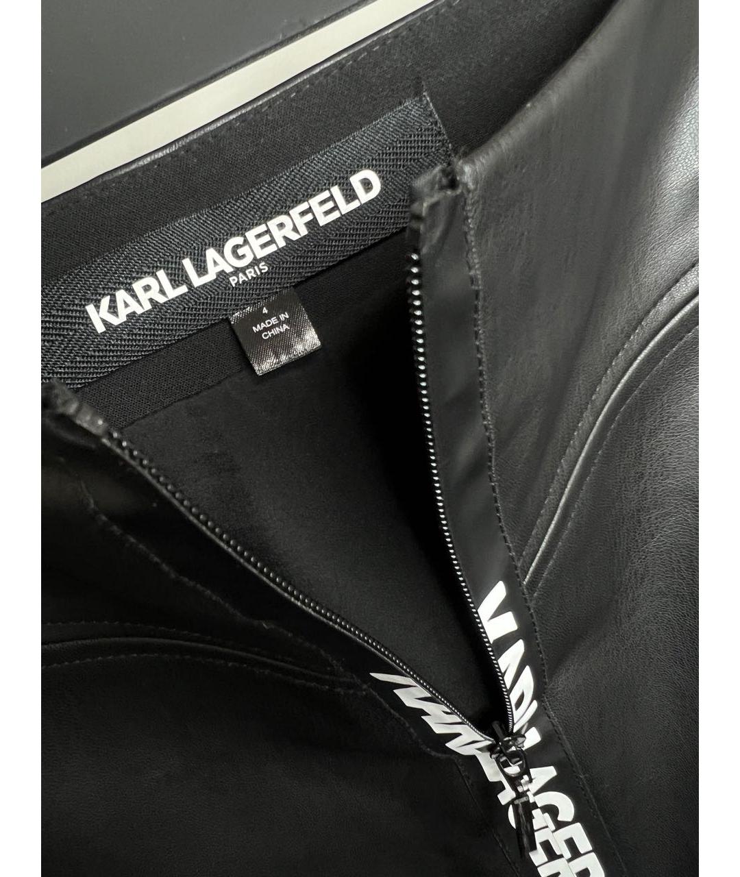 KARL LAGERFELD Черная полиуретановая юбка мини, фото 4