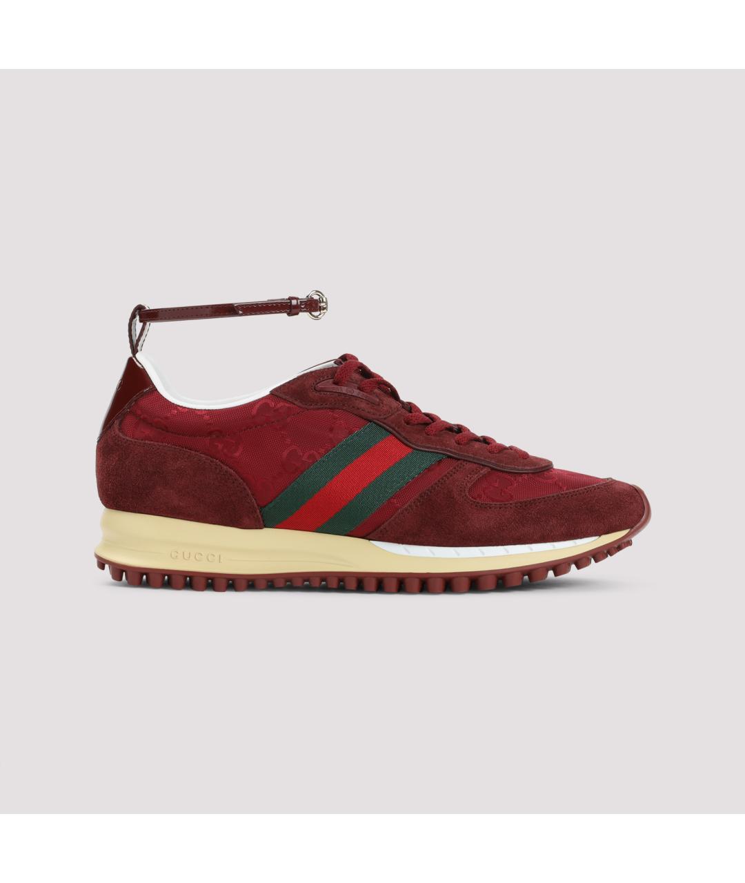 GUCCI Бордовые кожаные кроссовки, фото 3