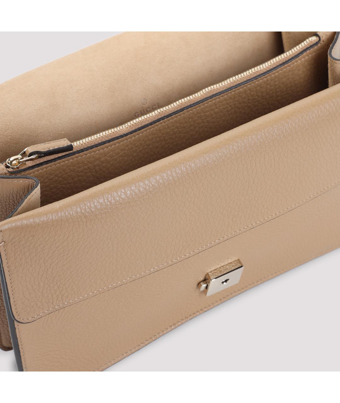GUCCI Бежевая кожаная сумка через плечо, фото 5