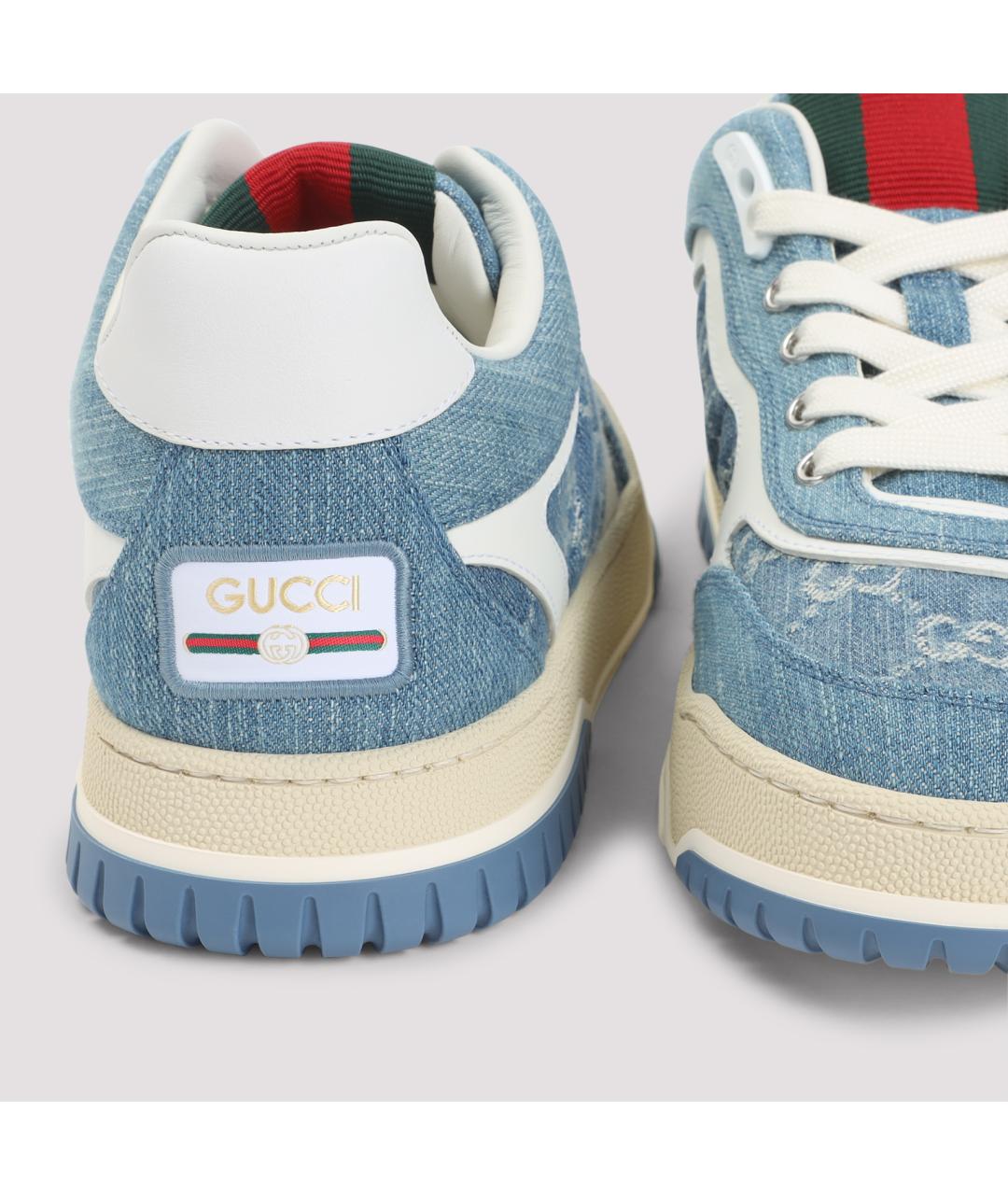 GUCCI Голубые текстильные низкие кроссовки / кеды, фото 7