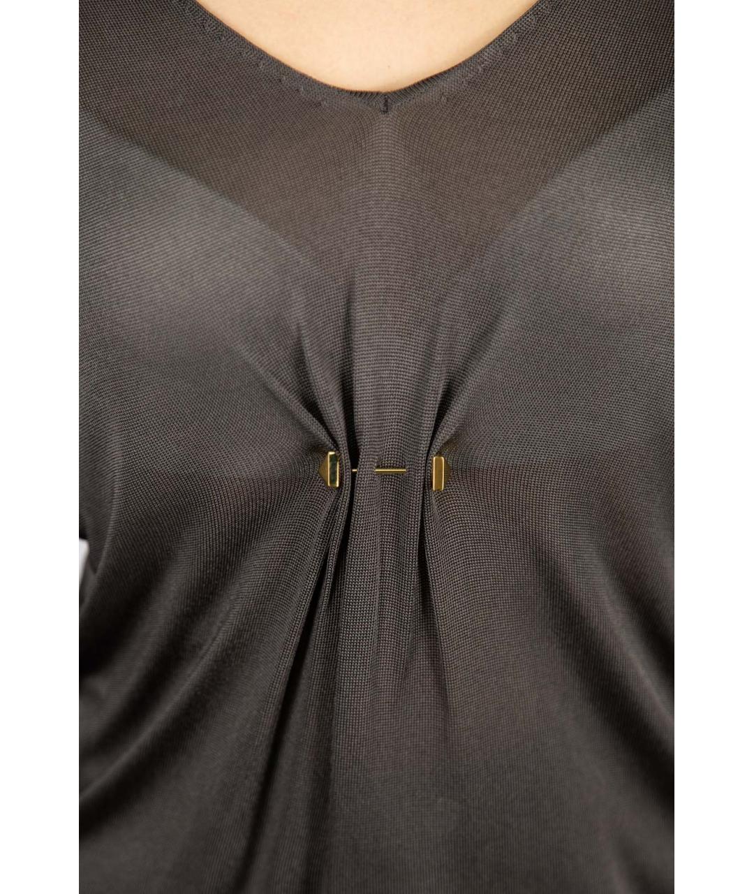 GUCCI Серая вискозная блузы, фото 4