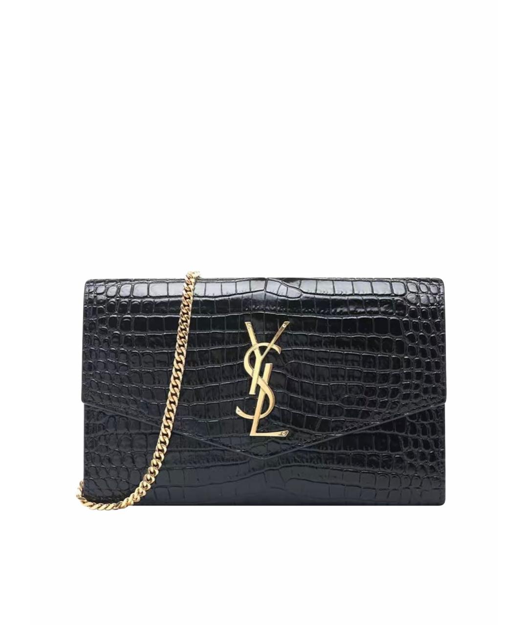 SAINT LAURENT Черная кожаная сумка через плечо, фото 1