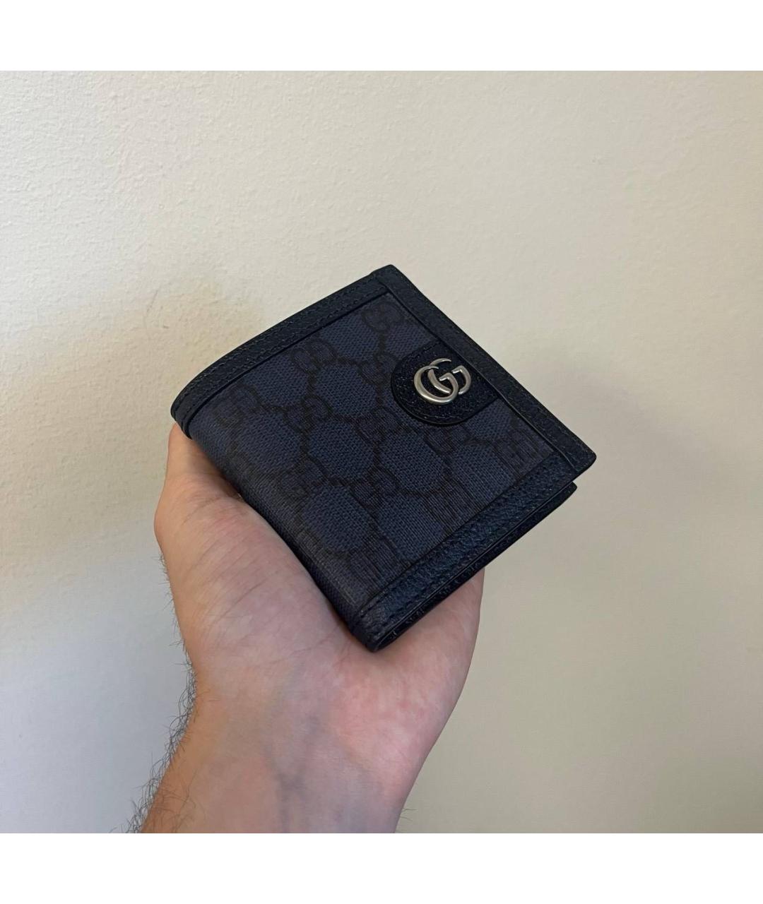 GUCCI Темно-синий кожаный кошелек, фото 3