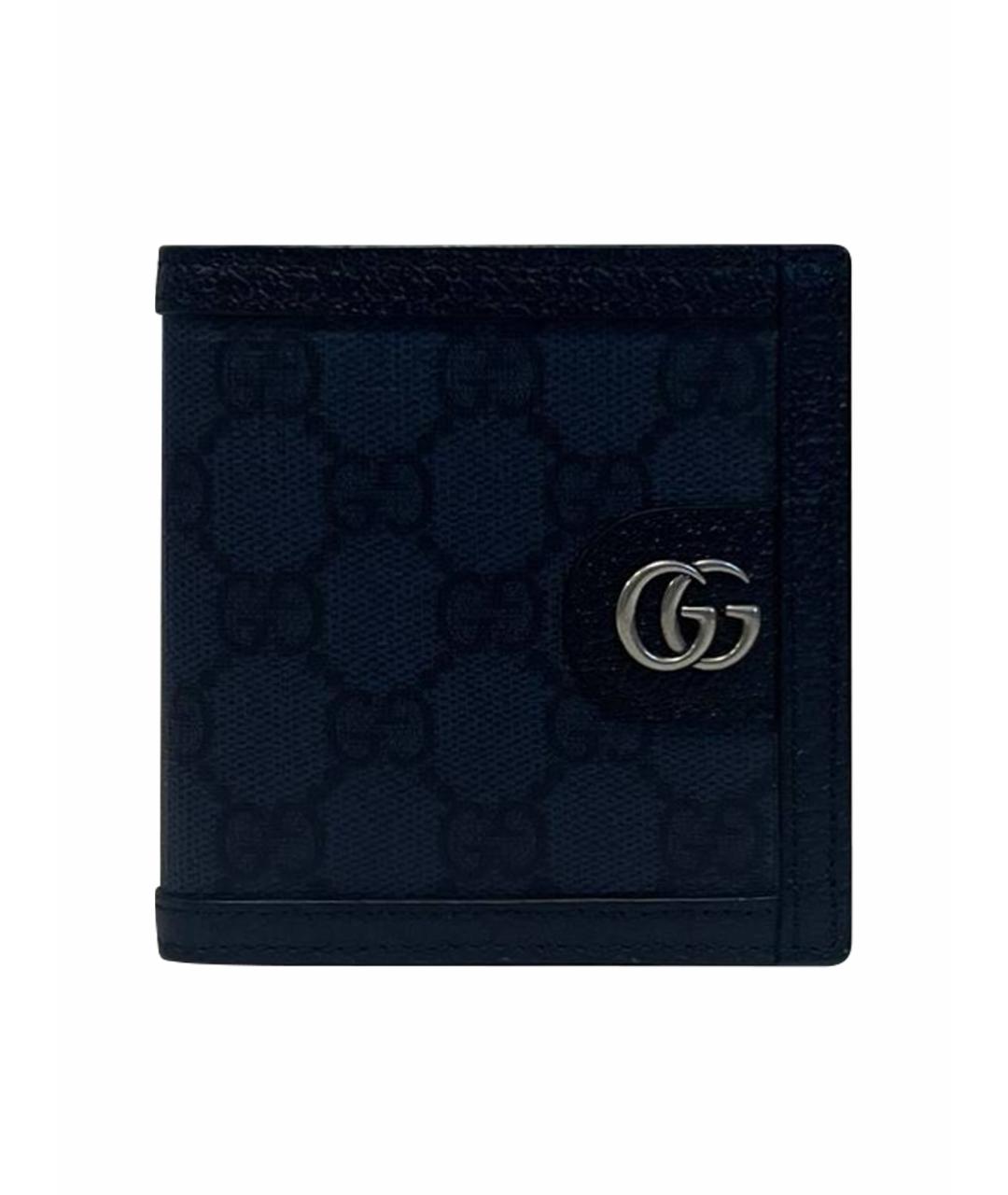 GUCCI Темно-синий кожаный кошелек, фото 1