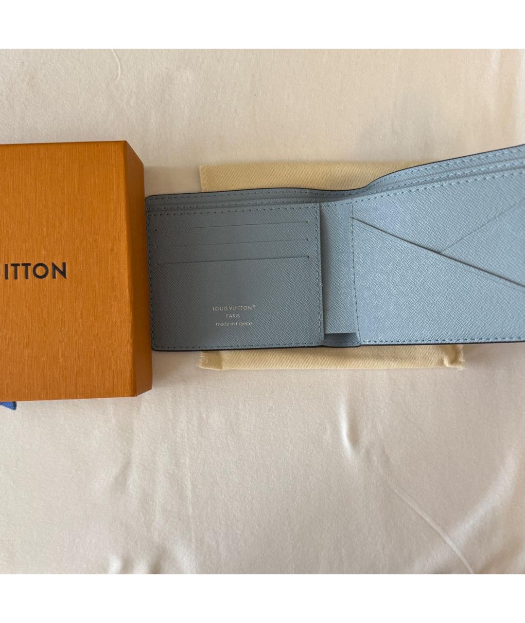 LOUIS VUITTON Бирюзовый кожаный кошелек, фото 2
