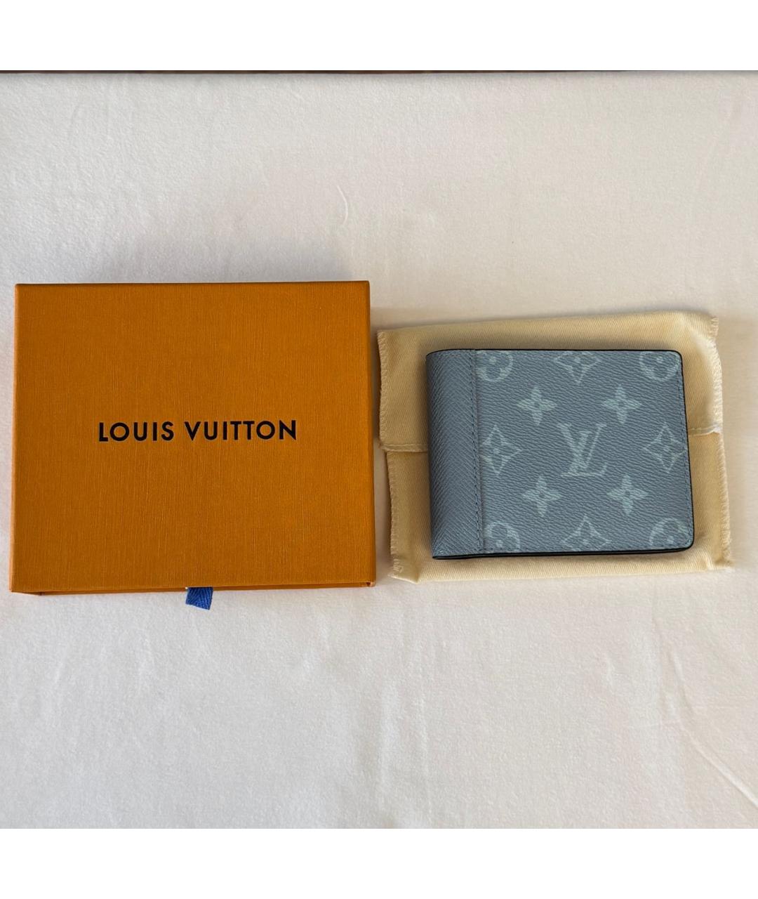 LOUIS VUITTON Бирюзовый кожаный кошелек, фото 6