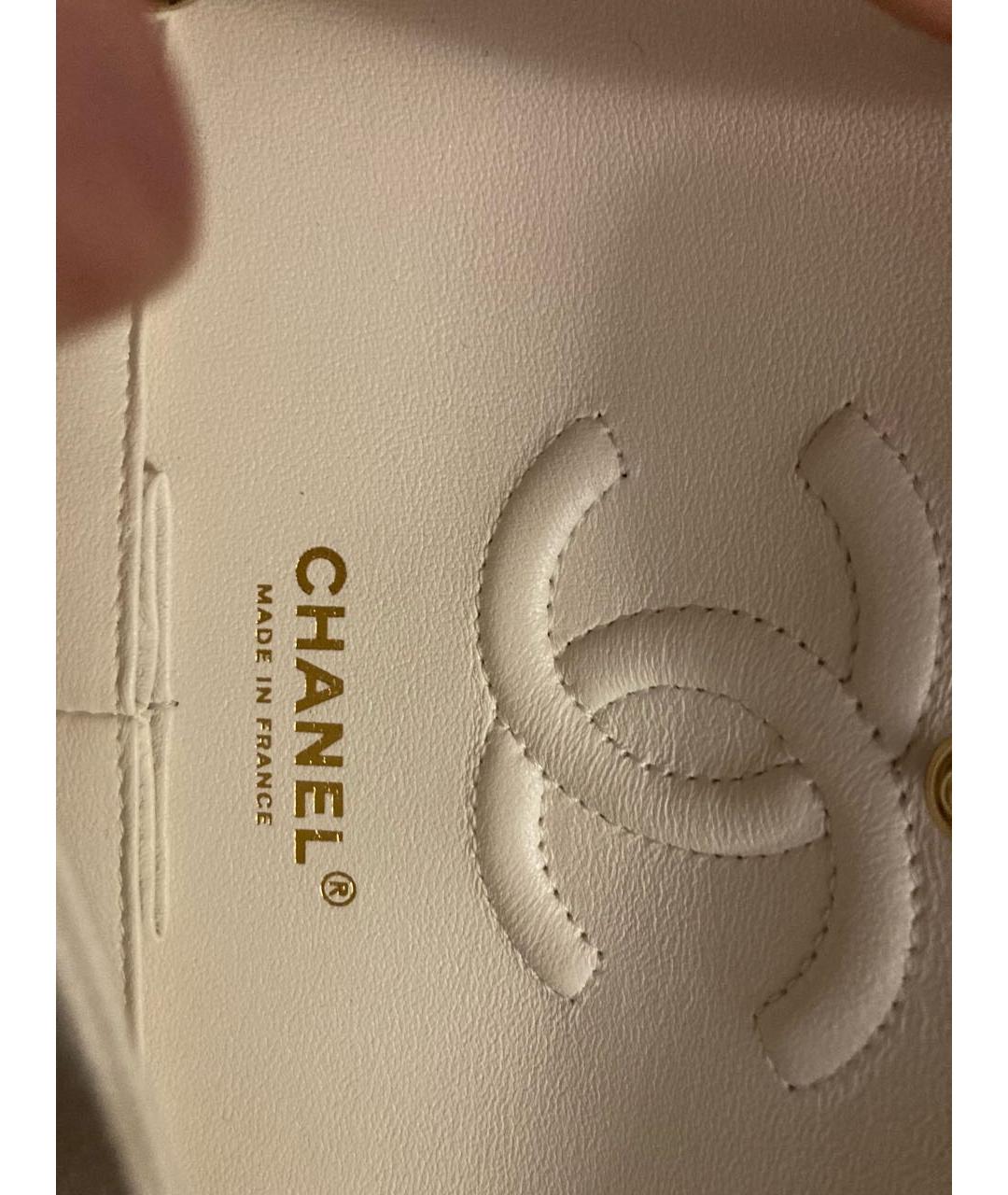 CHANEL Белая кожаная сумка через плечо, фото 6