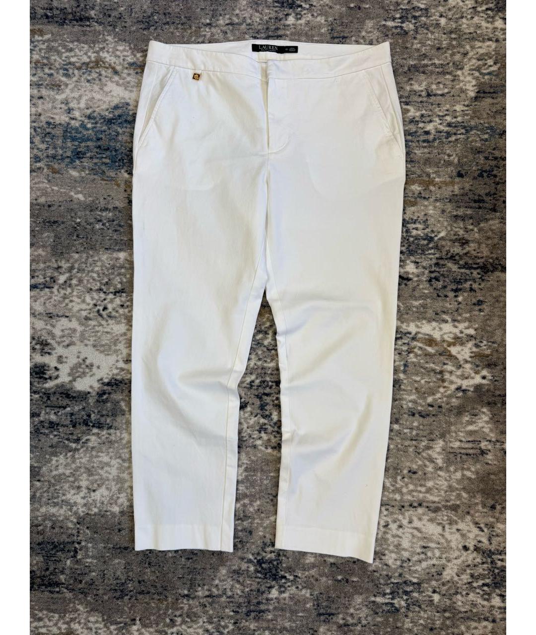 RALPH LAUREN Белые хлопковые брюки узкие, фото 9