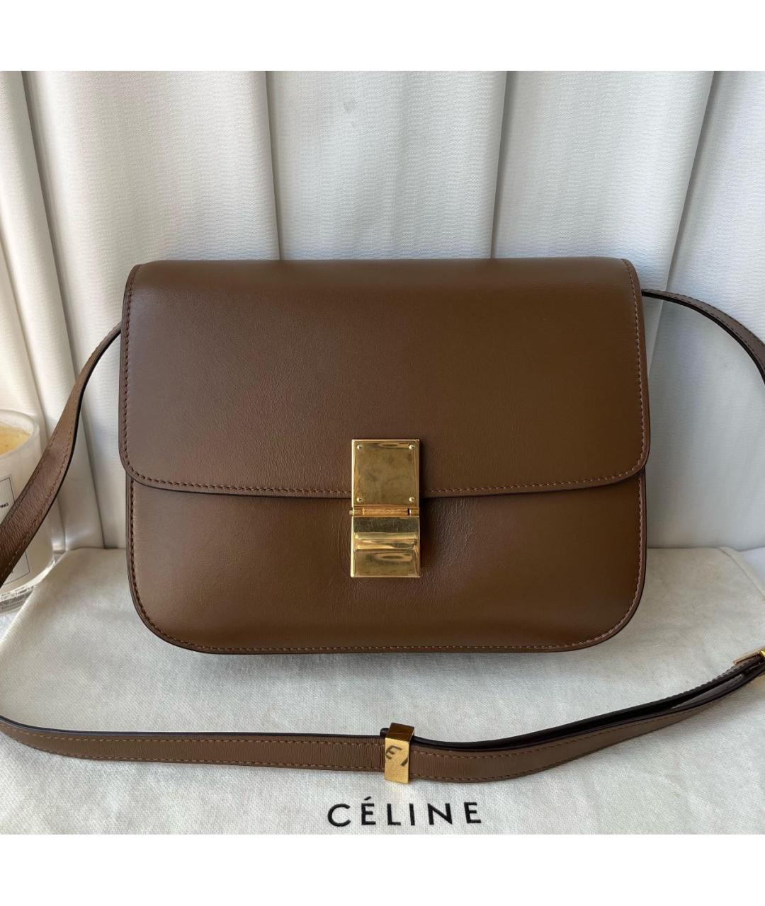CELINE Коричневая кожаная сумка через плечо, фото 9