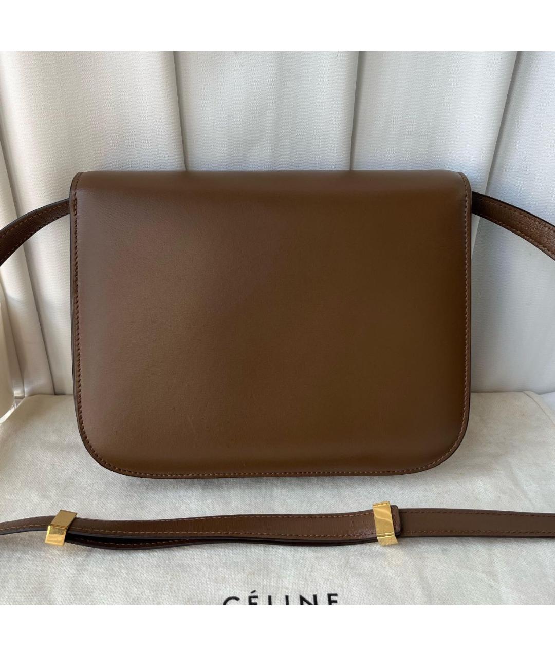 CELINE Коричневая кожаная сумка через плечо, фото 2