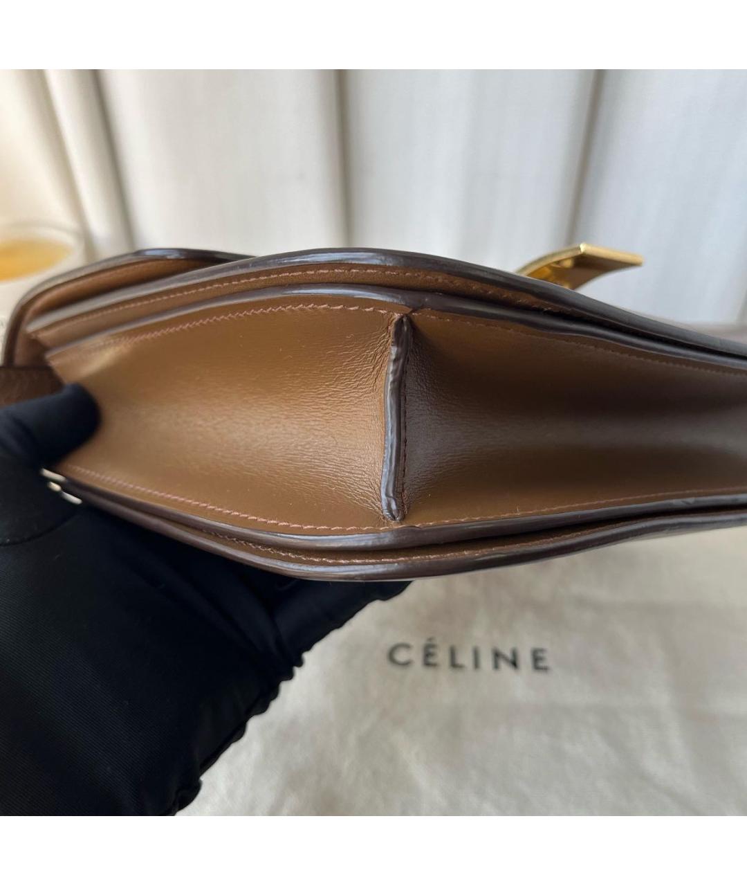 CELINE Коричневая кожаная сумка через плечо, фото 5