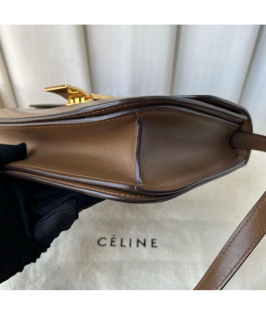 CELINE Коричневая кожаная сумка через плечо, фото 6