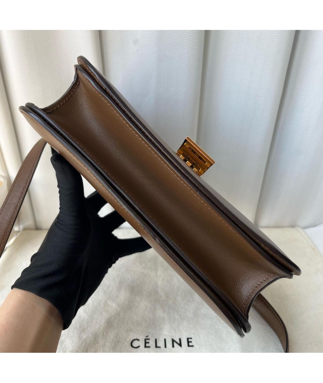 CELINE Коричневая кожаная сумка через плечо, фото 7