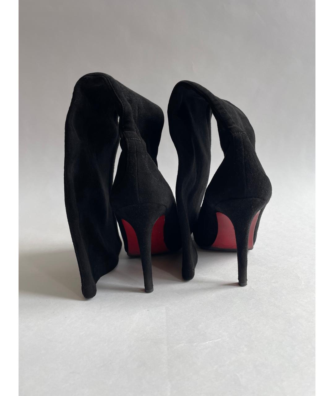 CHRISTIAN LOUBOUTIN Черные замшевые сапоги, фото 4