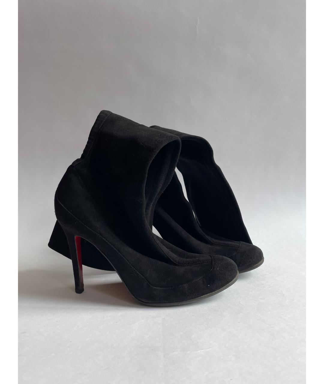 CHRISTIAN LOUBOUTIN Черные замшевые сапоги, фото 3