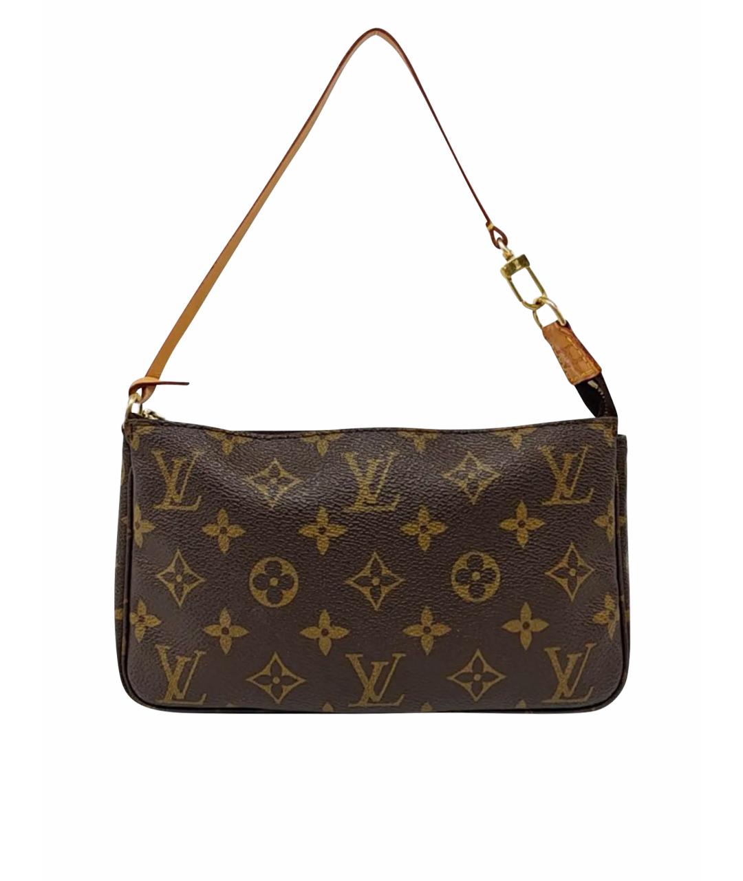 LOUIS VUITTON Коричневая кожаная сумка с короткими ручками, фото 10