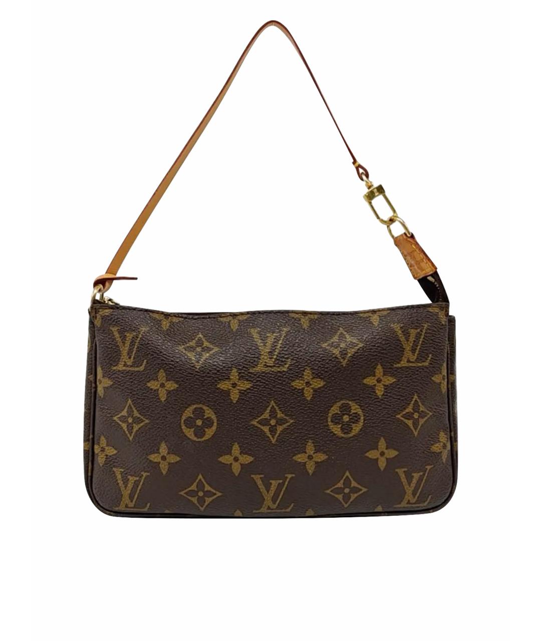 LOUIS VUITTON Коричневая кожаная сумка с короткими ручками, фото 1