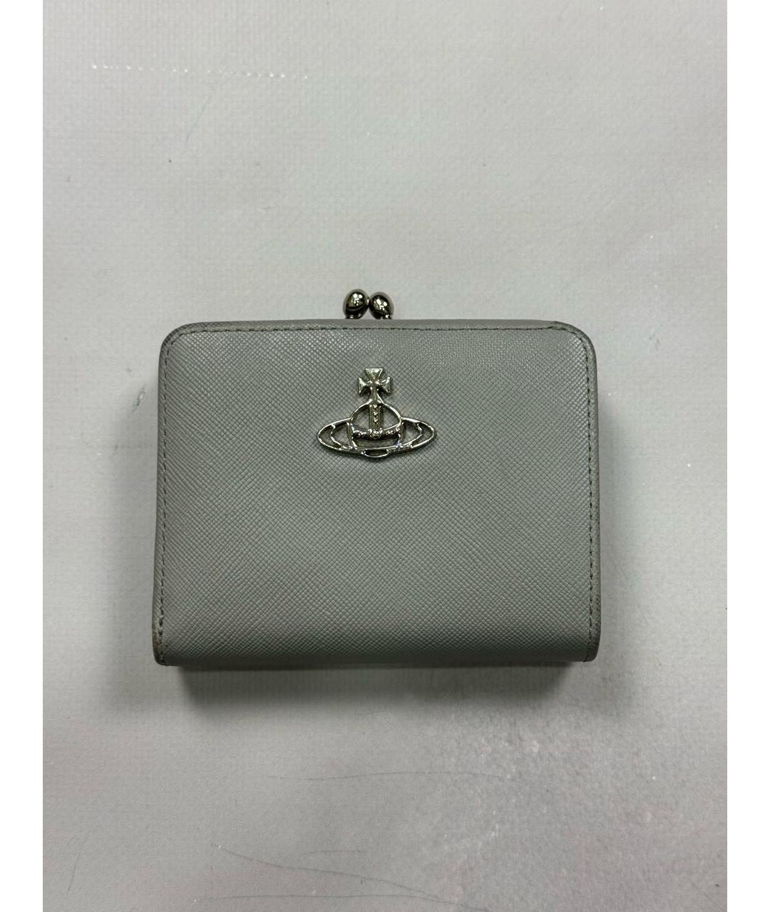 VIVIENNE WESTWOOD Серый кожаный кошелек, фото 9
