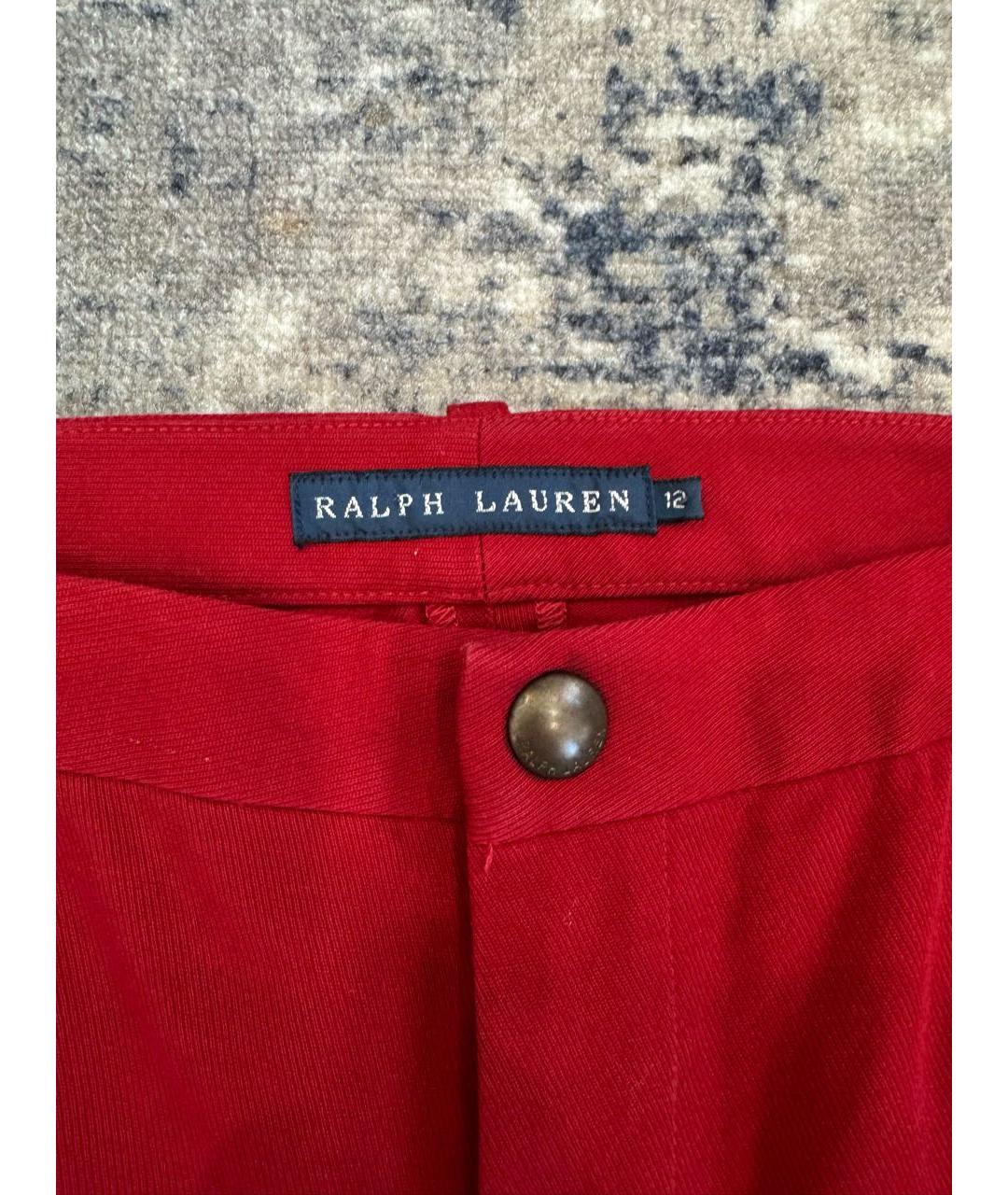 RALPH LAUREN Бордовые хлопковые брюки узкие, фото 3
