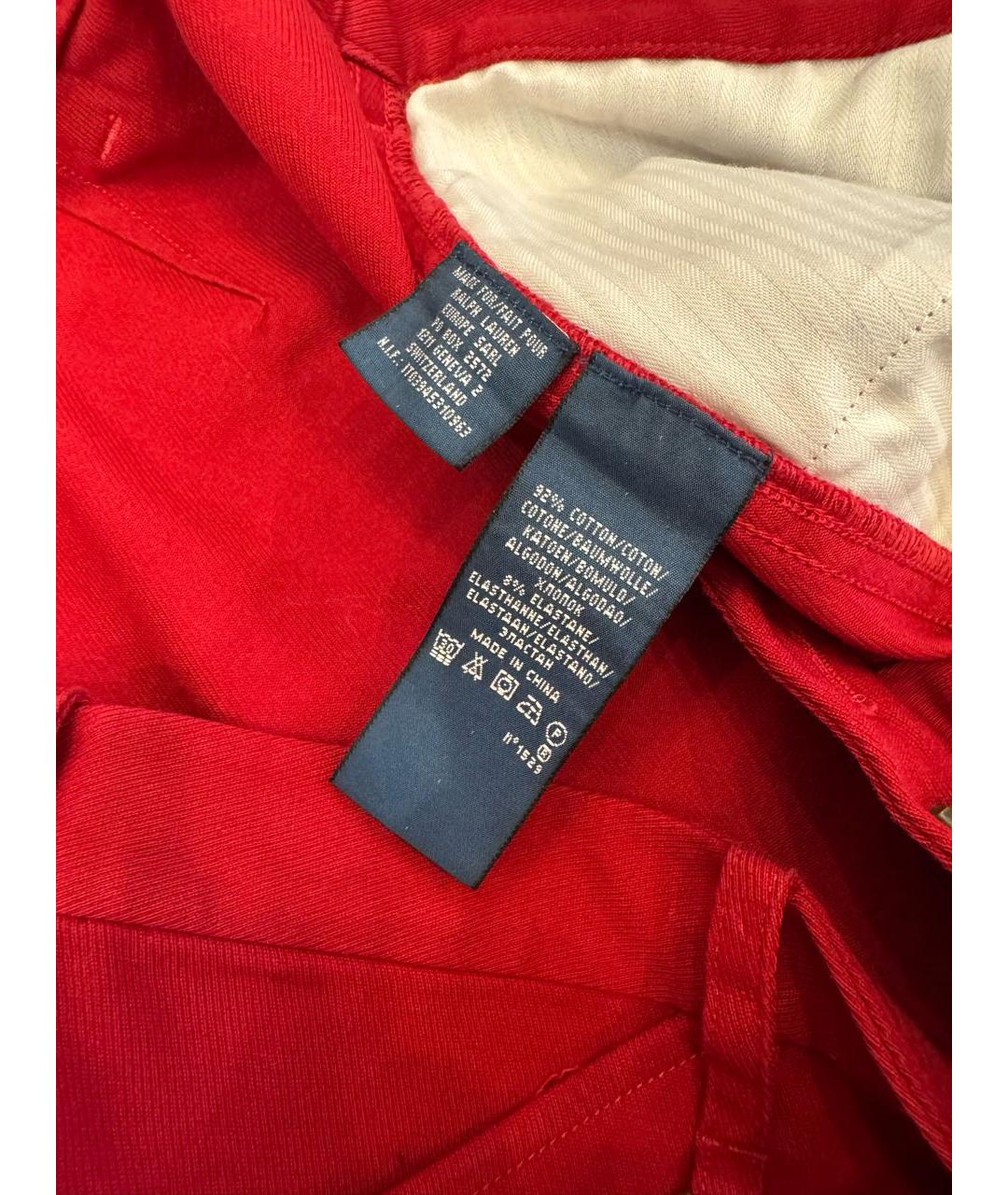 RALPH LAUREN Бордовые хлопковые брюки узкие, фото 4