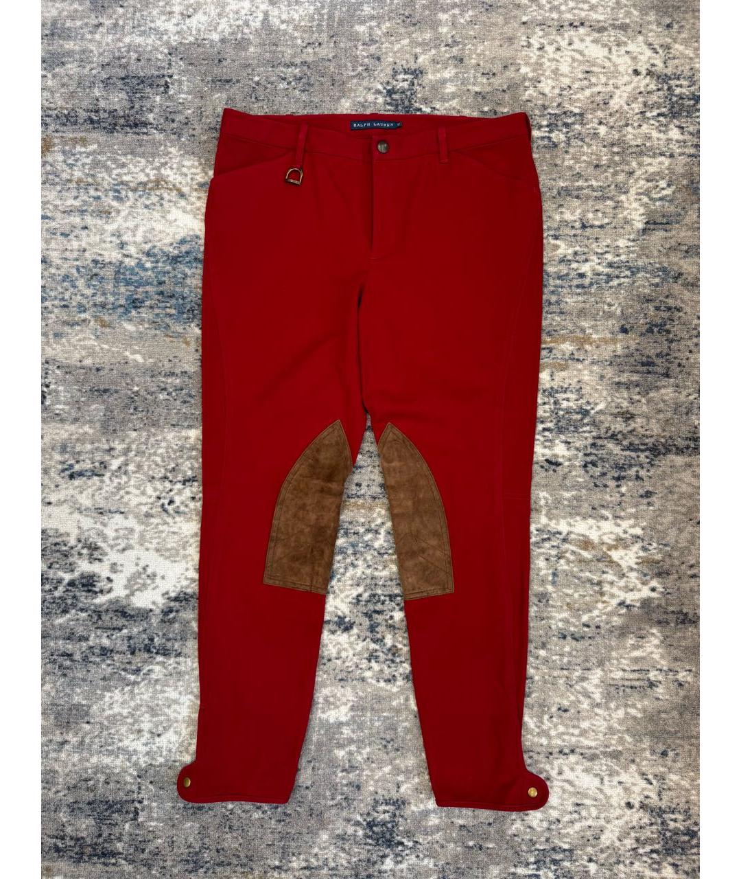 RALPH LAUREN Бордовые хлопковые брюки узкие, фото 9