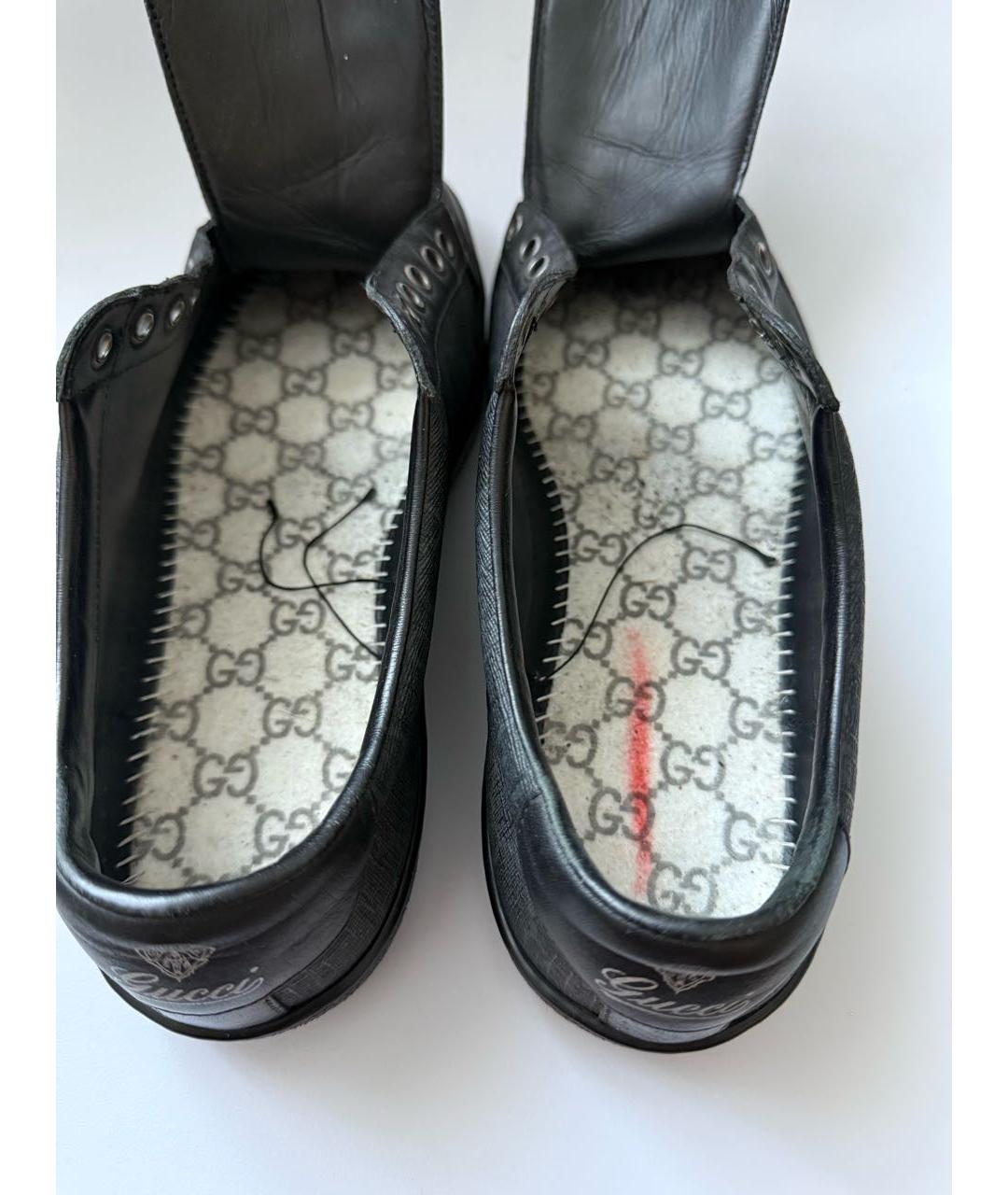 GUCCI Черные кожаные низкие кроссовки / кеды, фото 4