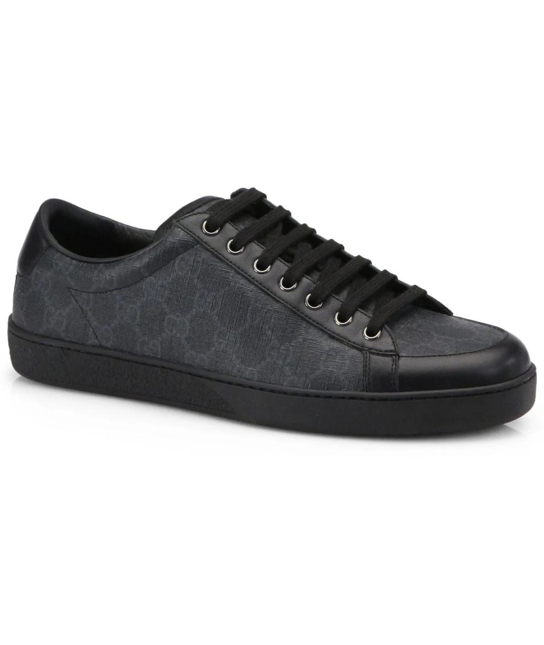 GUCCI Черные кожаные низкие кроссовки / кеды, фото 1
