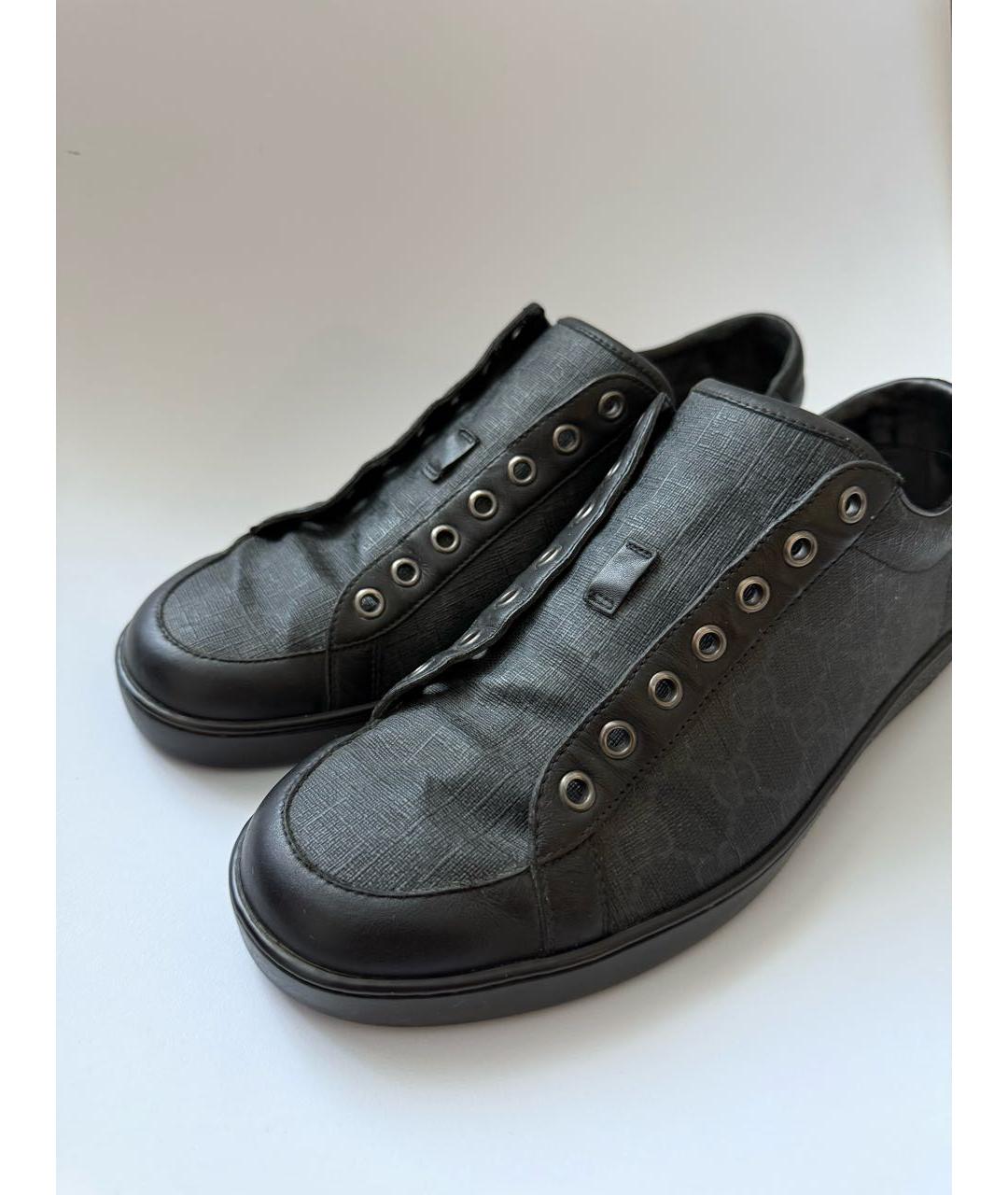 GUCCI Черные кожаные низкие кроссовки / кеды, фото 3