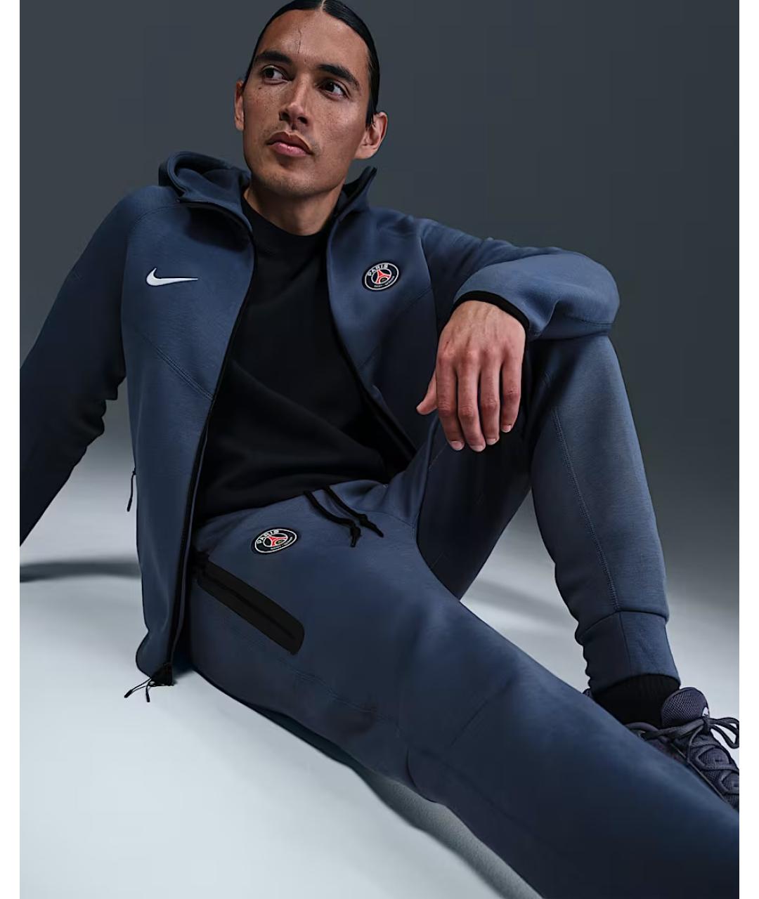NIKE Темно-синие хлопковые повседневные брюки, фото 3