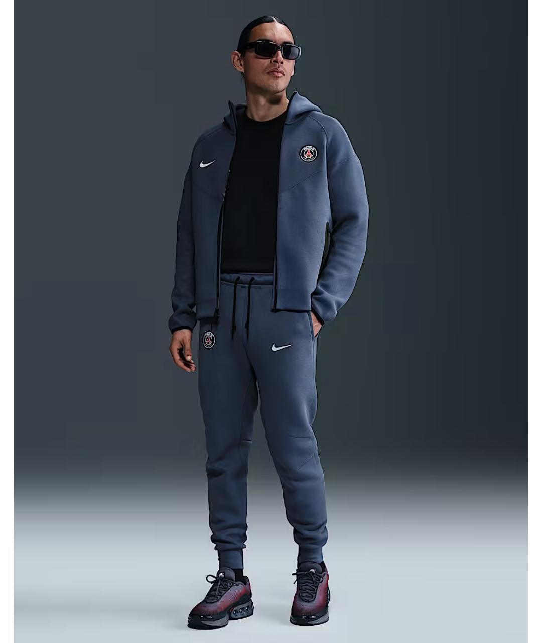 NIKE Темно-синие хлопковые повседневные брюки, фото 5