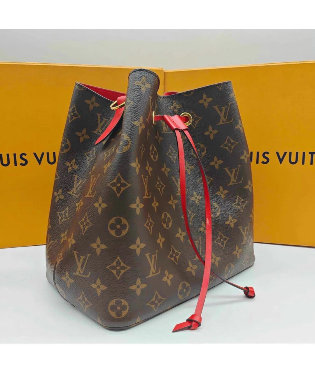LOUIS VUITTON Красная кожаная сумка тоут, фото 4