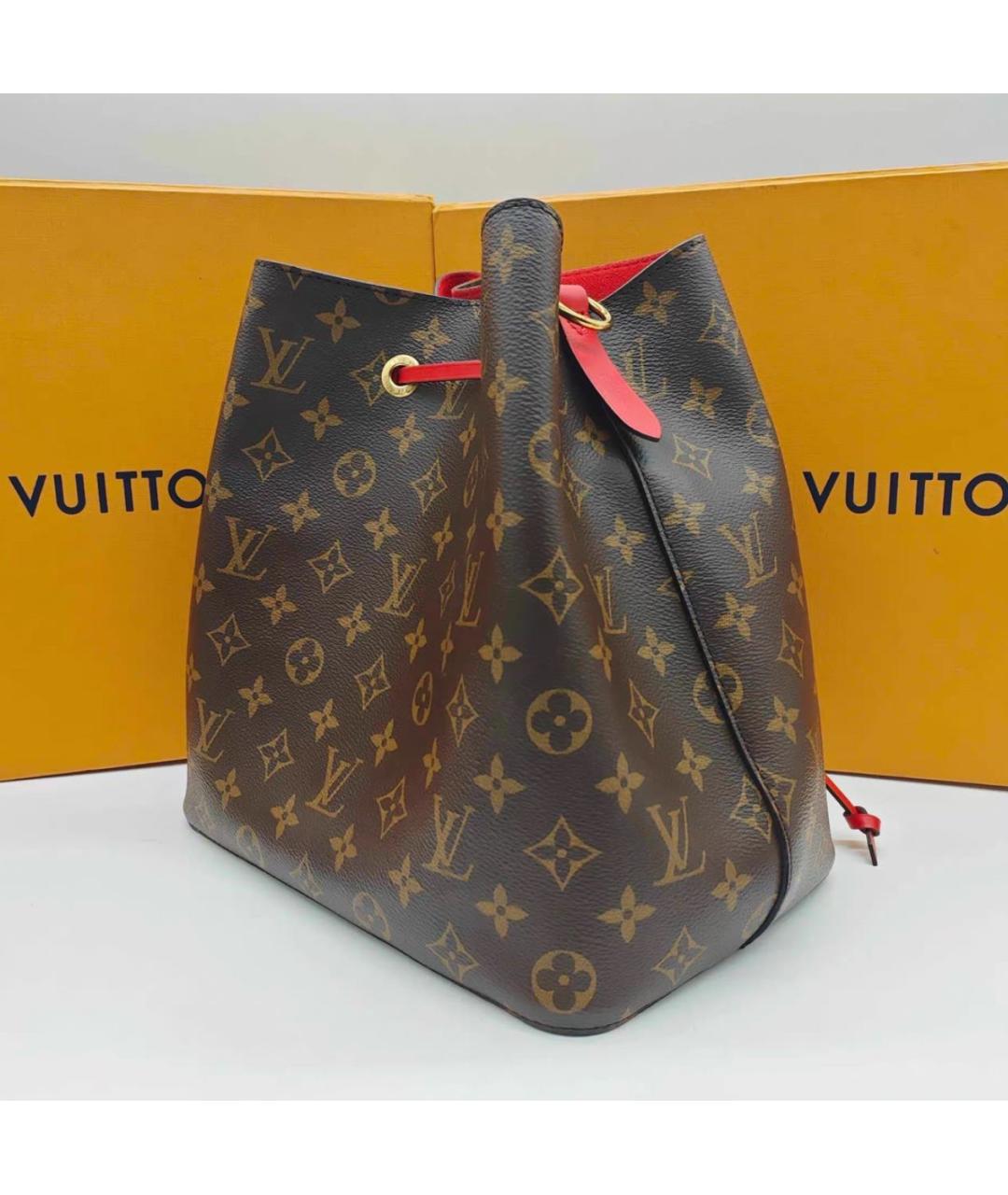 LOUIS VUITTON Красная кожаная сумка тоут, фото 3