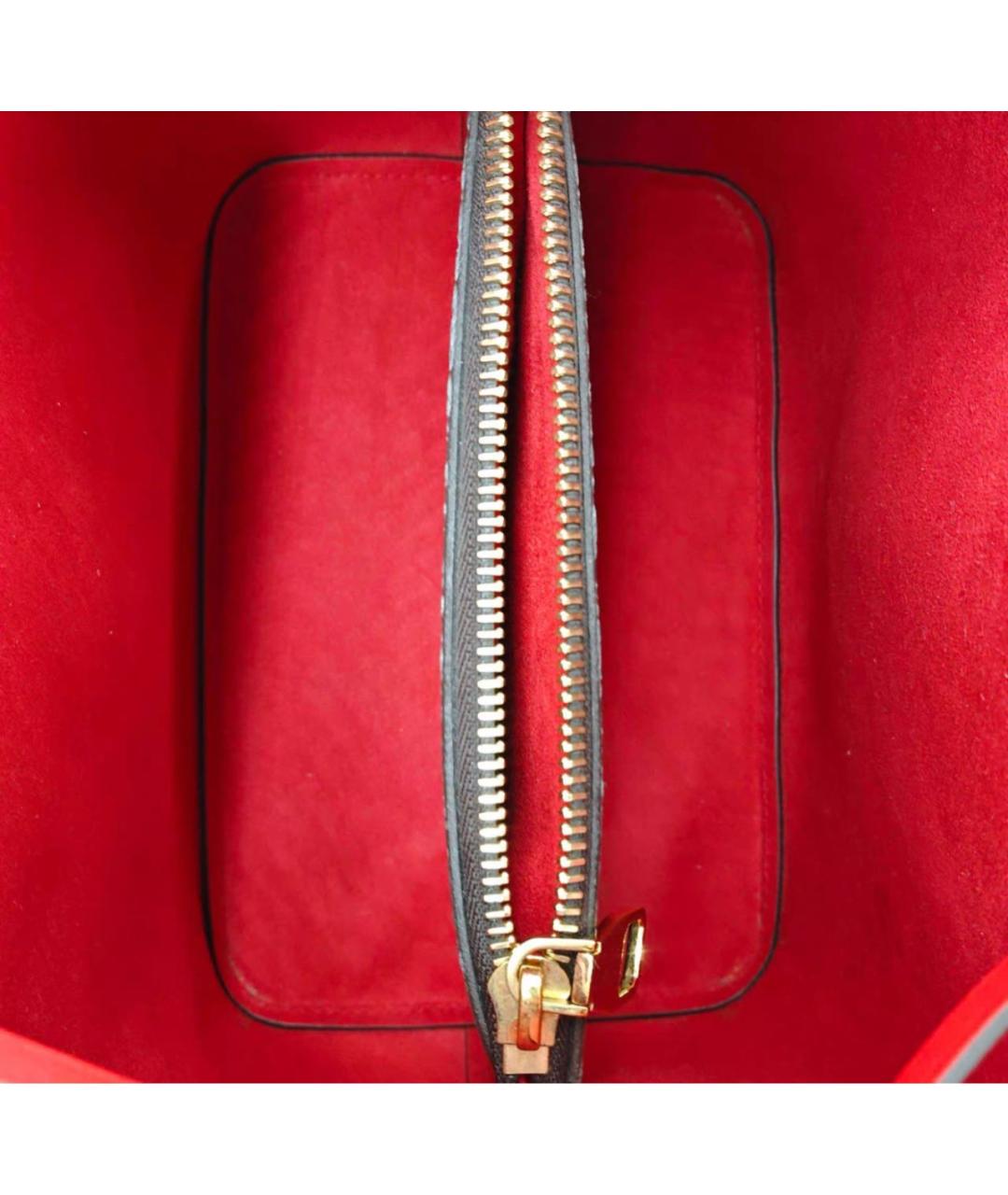 LOUIS VUITTON Красная кожаная сумка тоут, фото 6