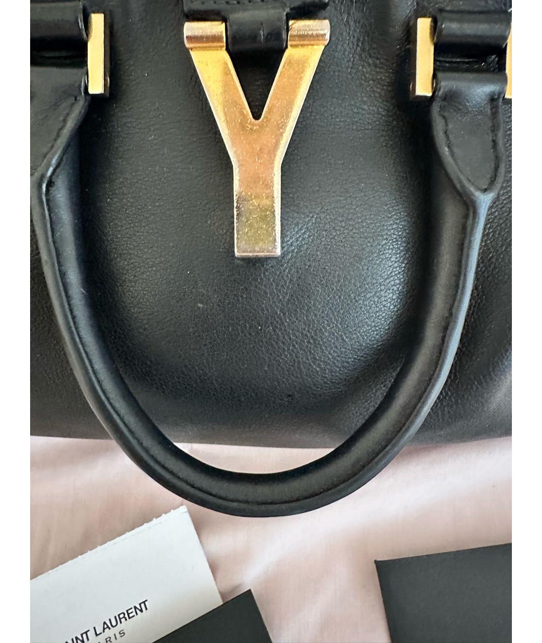 SAINT LAURENT Черная кожаная сумка с короткими ручками, фото 6