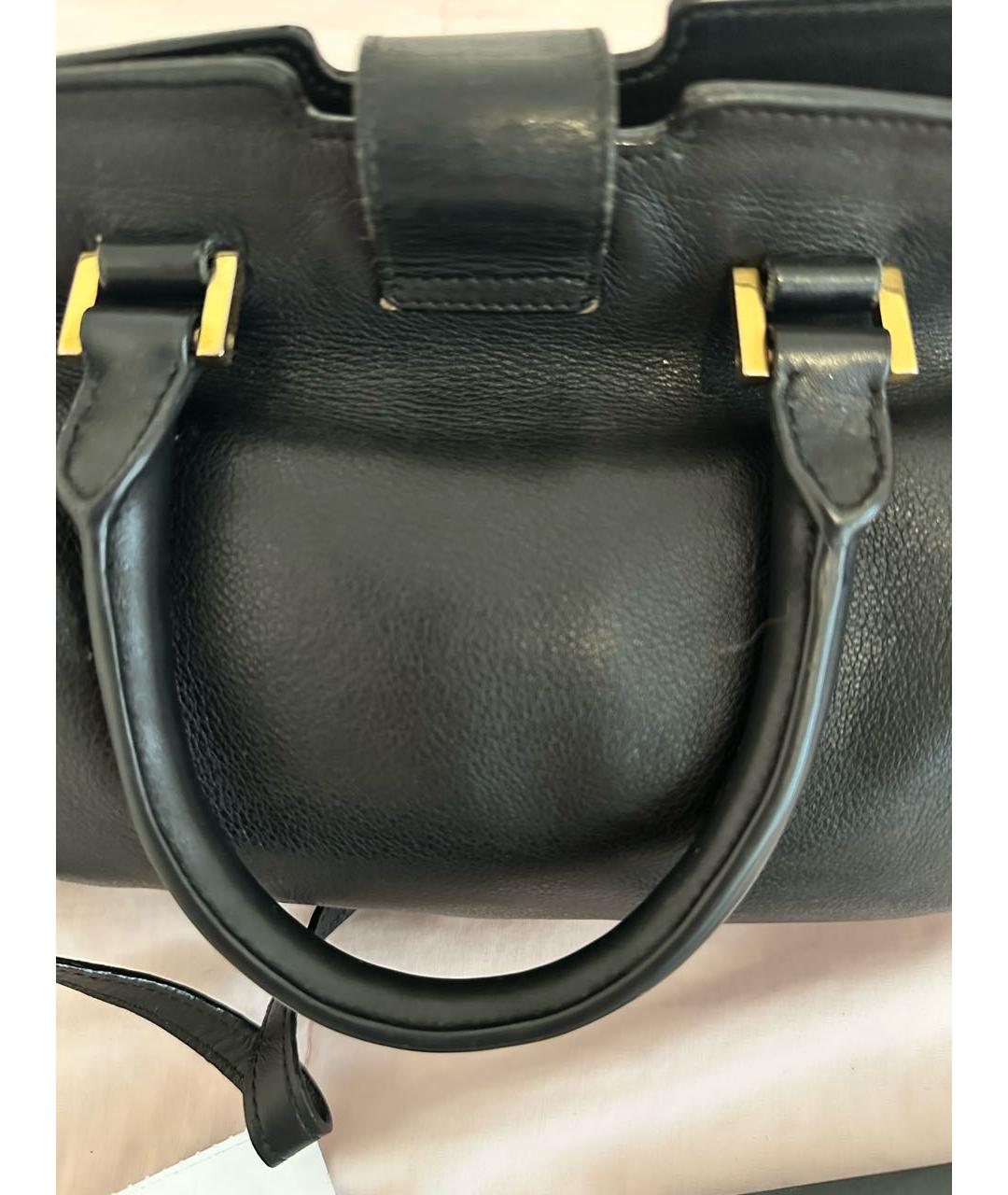 SAINT LAURENT Черная кожаная сумка с короткими ручками, фото 2