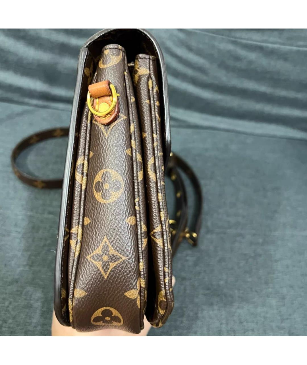 LOUIS VUITTON Коричневая кожаная сумка через плечо, фото 6