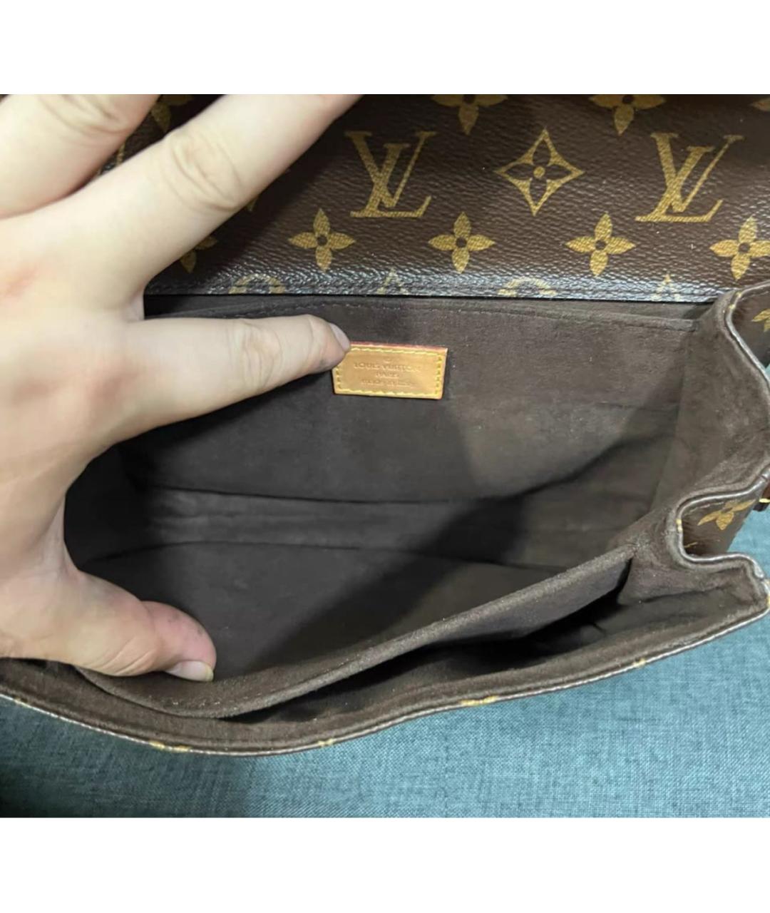 LOUIS VUITTON Коричневая кожаная сумка через плечо, фото 8